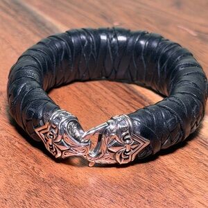 SCOTT KAY Organic Knot Bracelet, leather and S.S .925 Lobster Claw lock. 7.5”